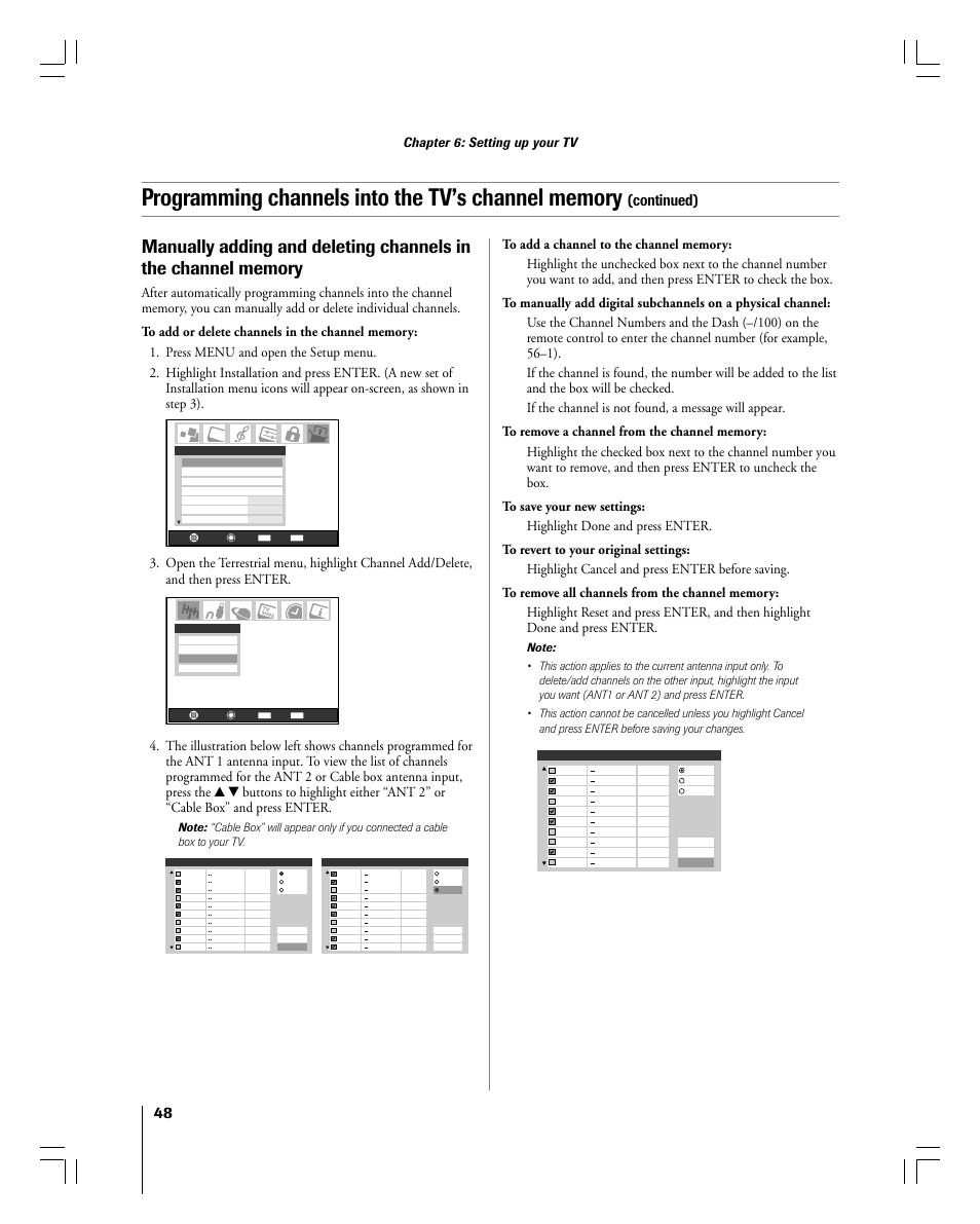 Continued) | Toshiba 56MX195 User Manual | Page 48 / 128