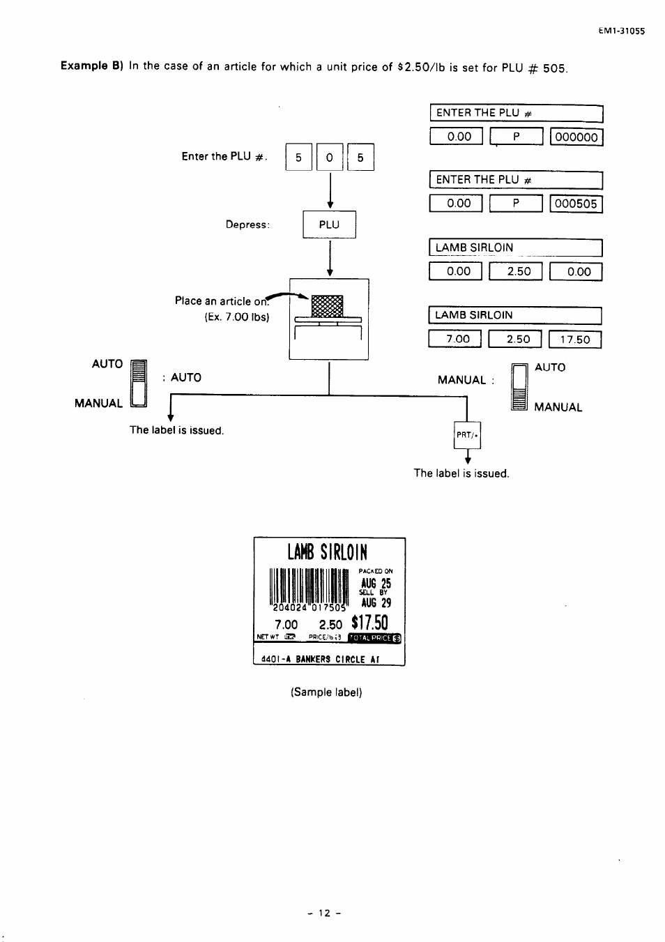Au6 25, Aug 29, La№ sirloin | Toshiba TEC EMl-31055 User Manual | Page 15 / 55