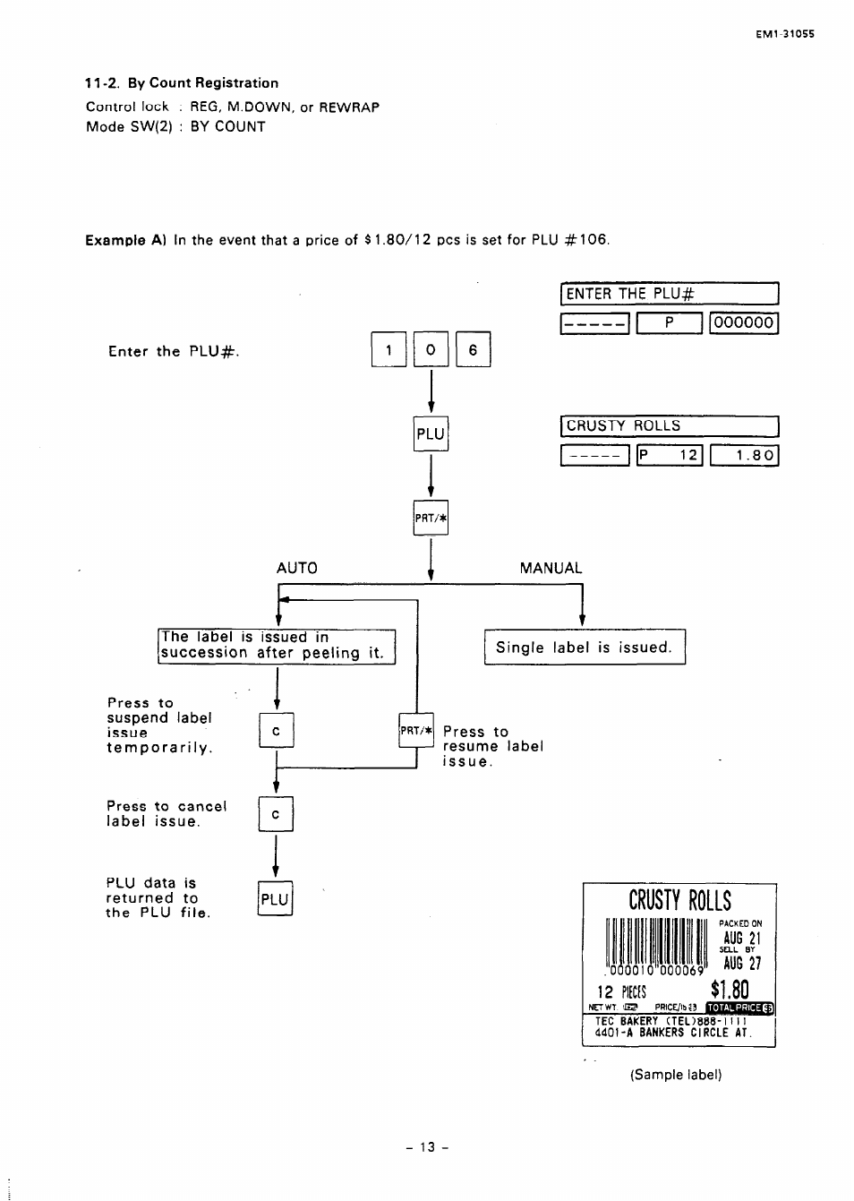 Aug 21, Aug 27, Rats $1.80 | Crusty rolls | Toshiba TEC EMl-31055 User Manual | Page 16 / 55