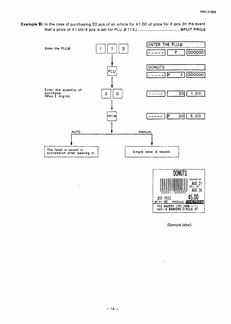 Enter the plu, Donuts | Toshiba TEC EMl-31055 User Manual | Page 17 / 55