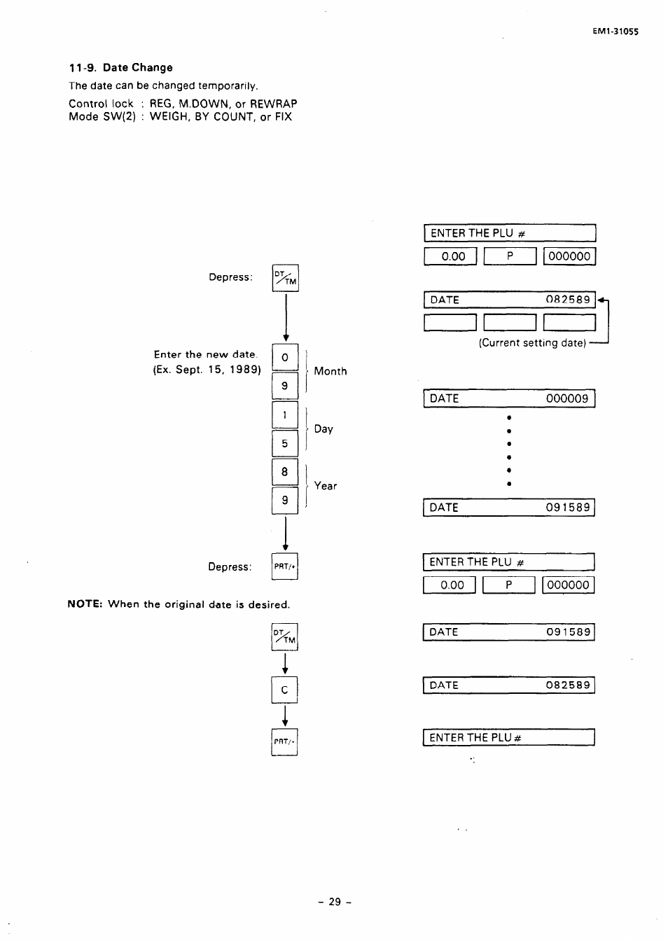 9. date change, 11 - 9. date change | Toshiba TEC EMl-31055 User Manual | Page 32 / 55