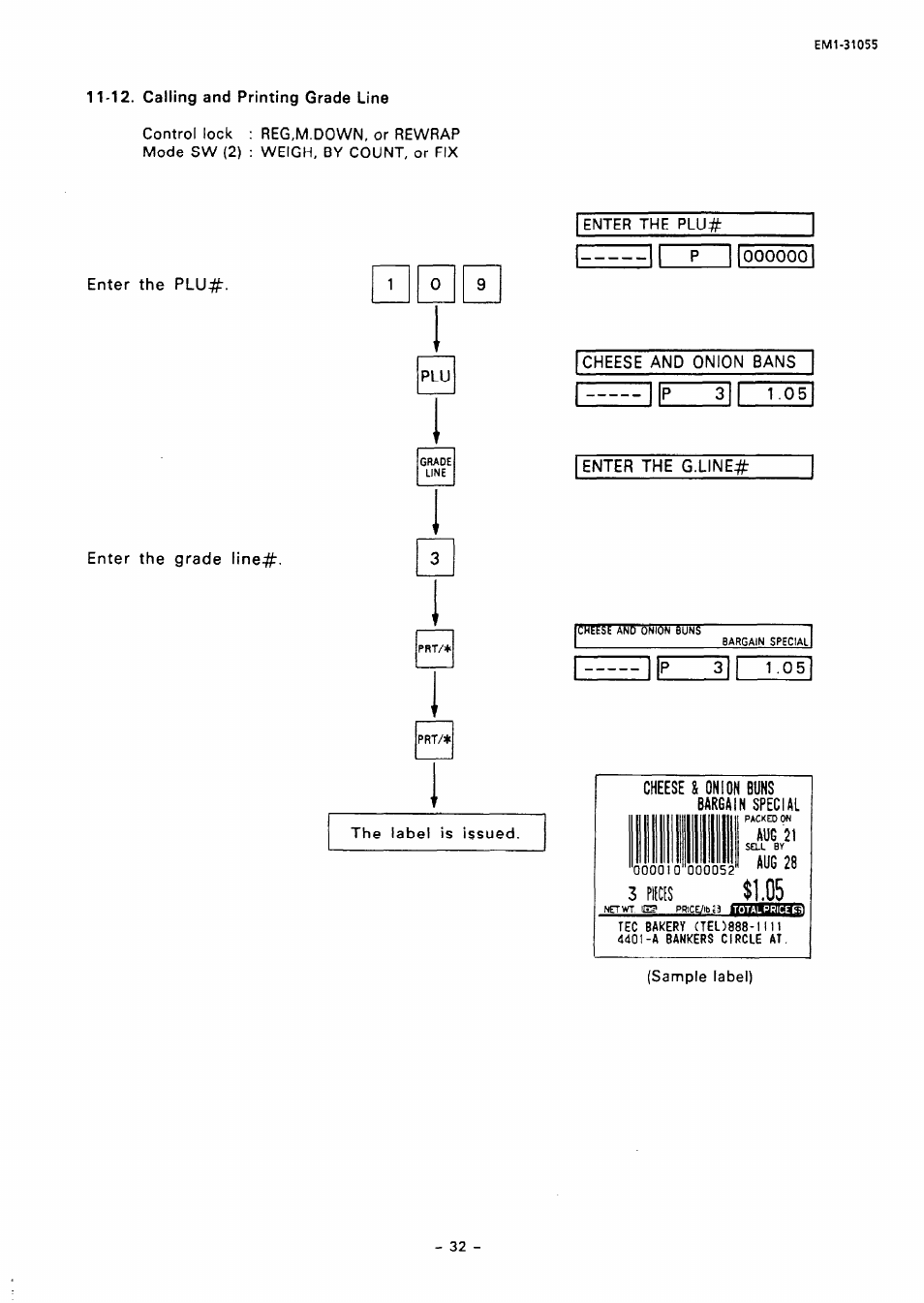 Cheese & onion buns, Barga, N special | Aug 21, Aug 28 | Toshiba TEC EMl-31055 User Manual | Page 35 / 55