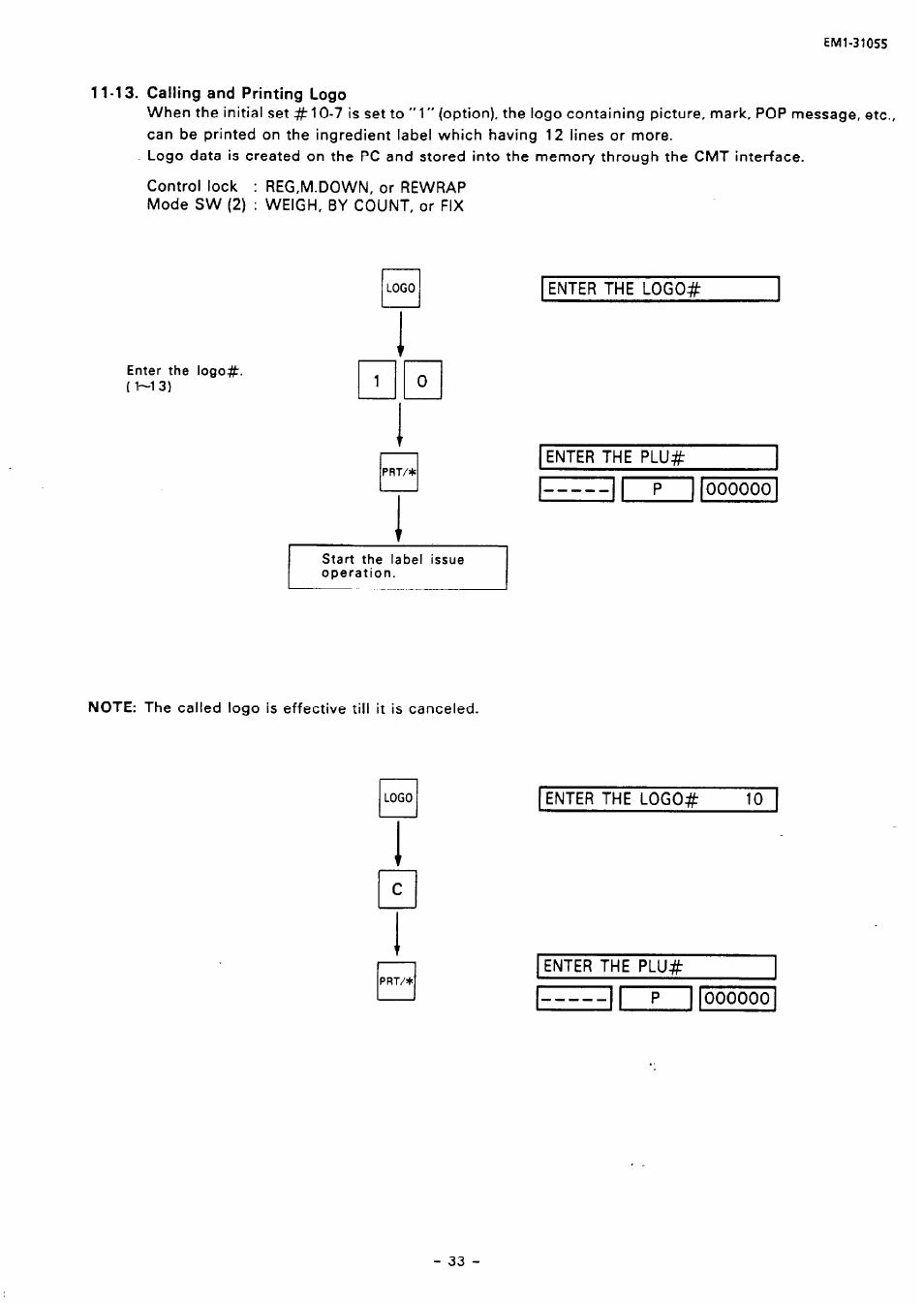 13. calling and printing logo, 12. calling and printing grade line | Toshiba TEC EMl-31055 User Manual | Page 36 / 55