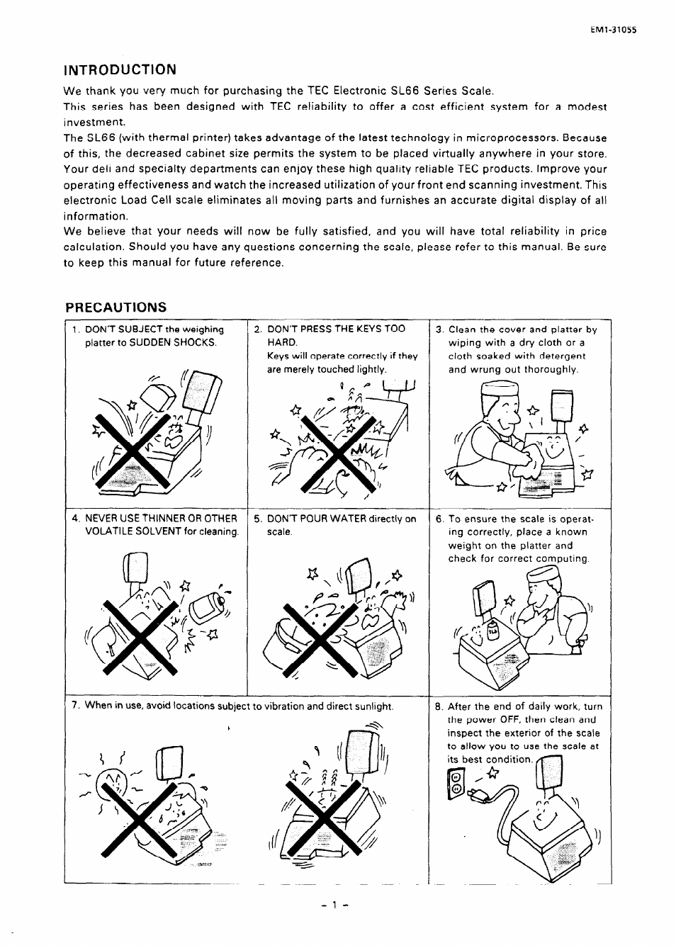 Introduction, Precautions | Toshiba TEC EMl-31055 User Manual | Page 4 / 55