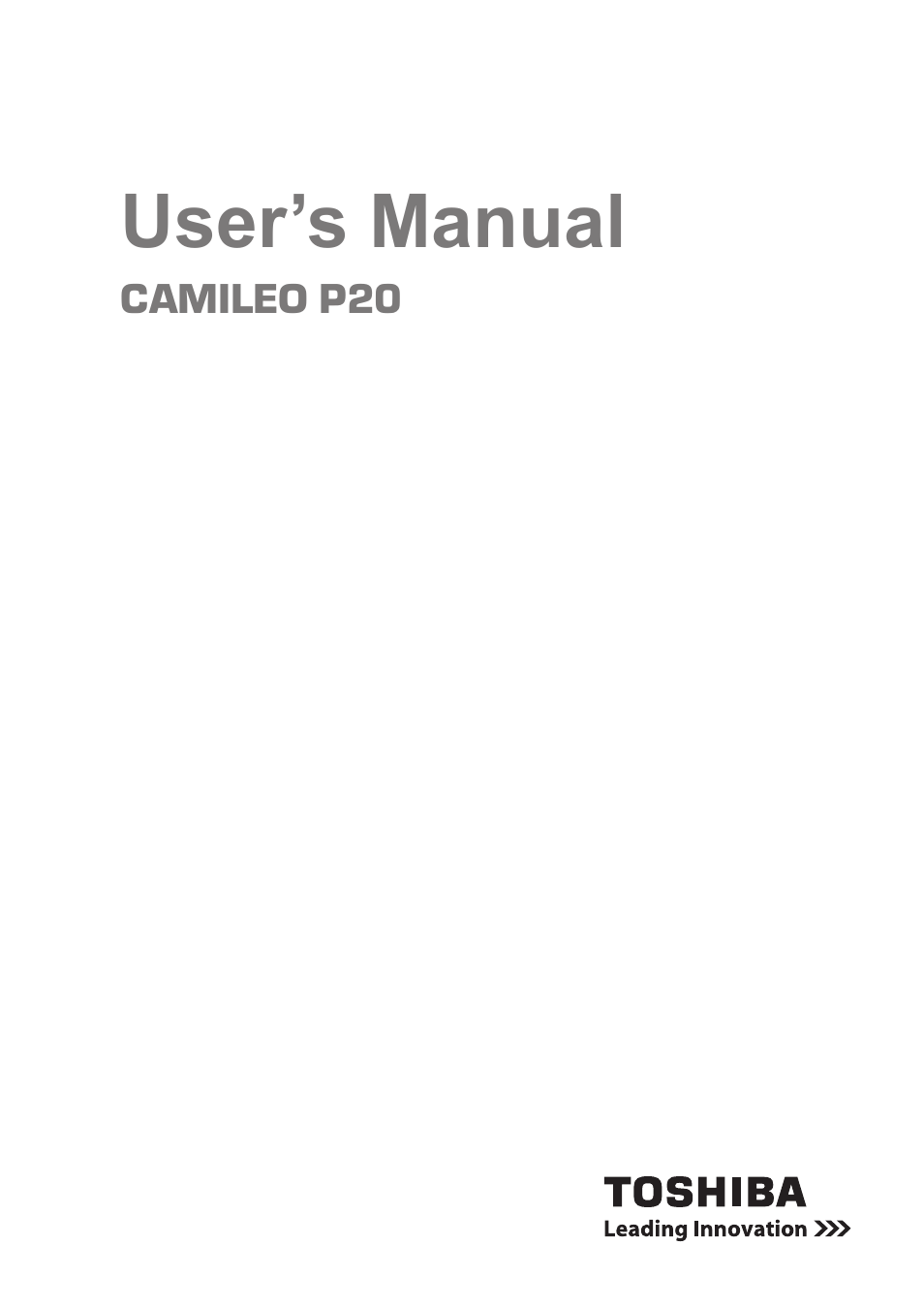 Toshiba CAMILEO P20 User Manual | 47 pages