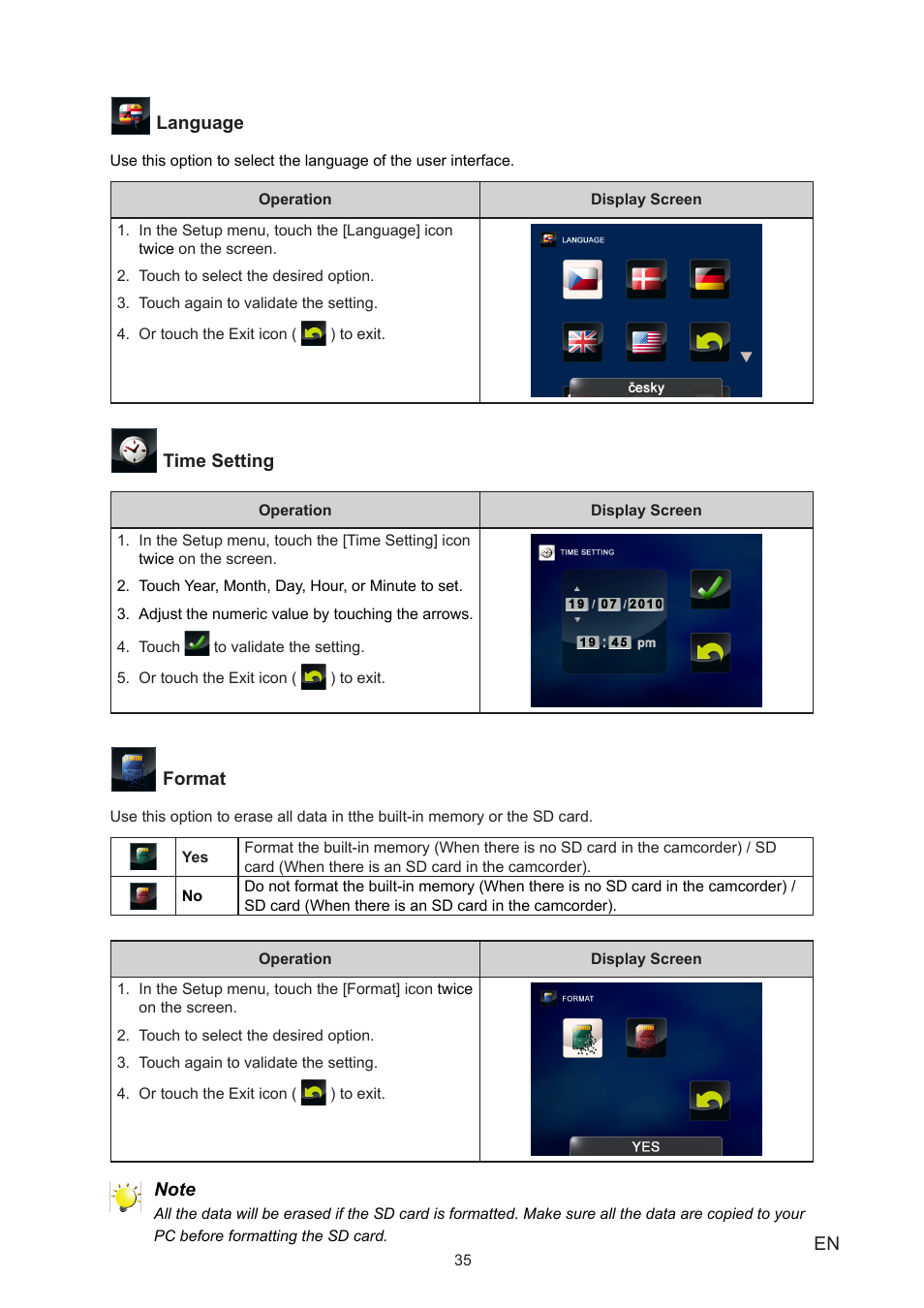 Toshiba CAMILEO P20 User Manual | Page 35 / 47