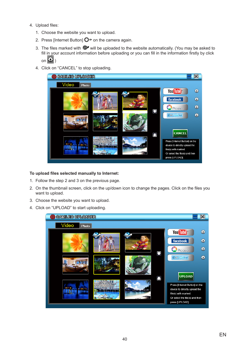 Toshiba CAMILEO P20 User Manual | Page 40 / 47