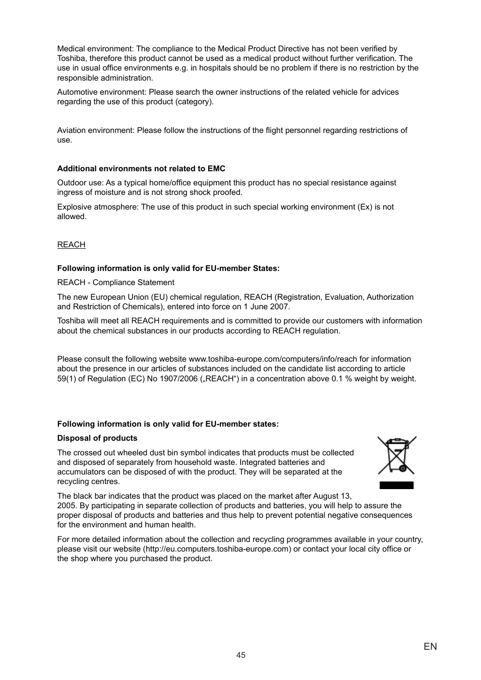 Toshiba CAMILEO P20 User Manual | Page 45 / 47