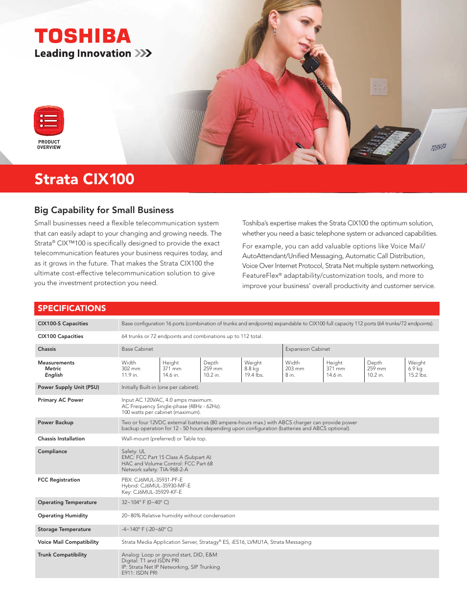 Toshiba Strata CIX100 User Manual | 2 pages