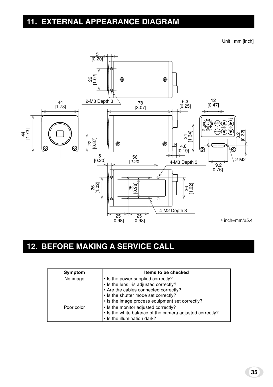 Before making a service call, External appearance diagram | Toshiba IK-TF7C User Manual | Page 35 / 36