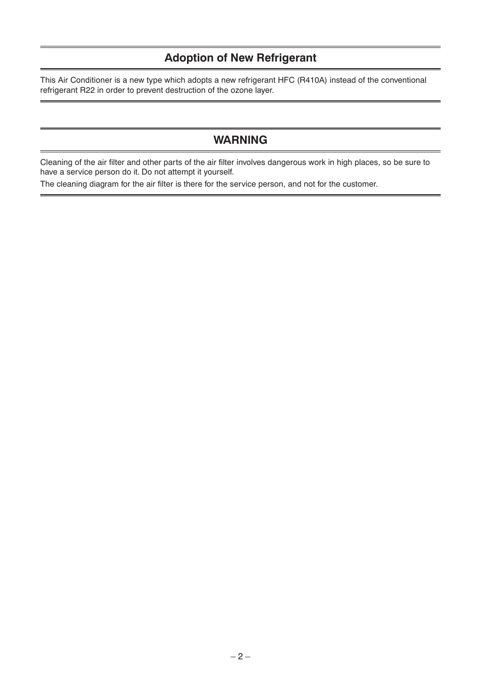 Adoption of new refrigerant, Warning | Toshiba CARRIER RAV-SP300AT2-UL User Manual | Page 2 / 116