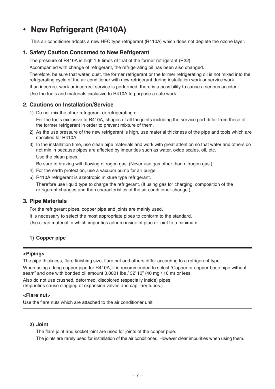 New refrigerant (r410a) | Toshiba CARRIER RAV-SP300AT2-UL User Manual | Page 7 / 116