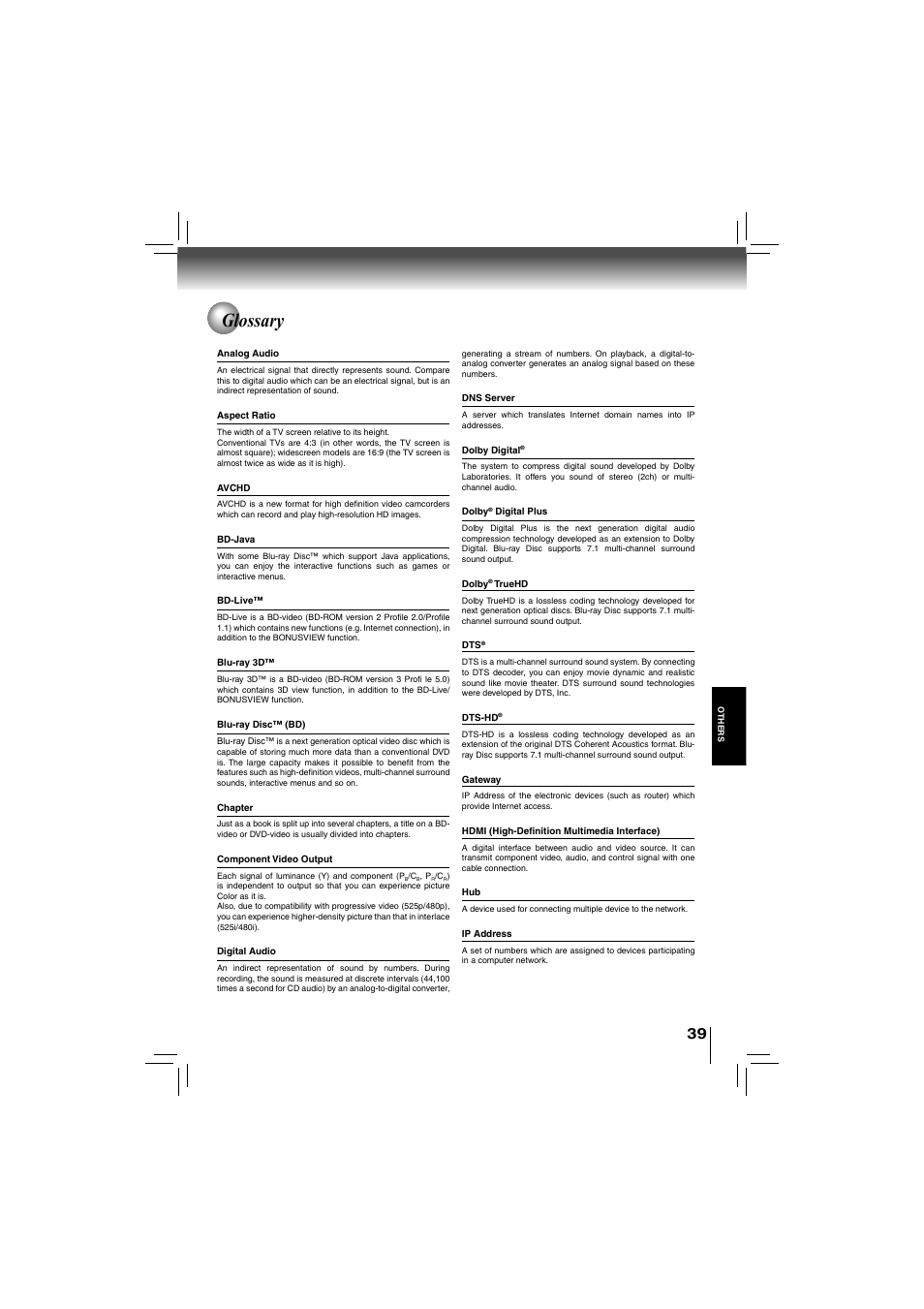 Glossary | Toshiba bdx5200ku User Manual | Page 39 / 60