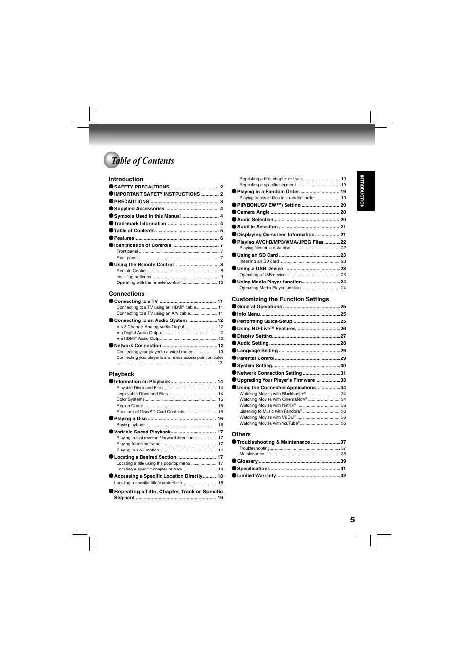 Toshiba bdx5200ku User Manual | Page 5 / 60