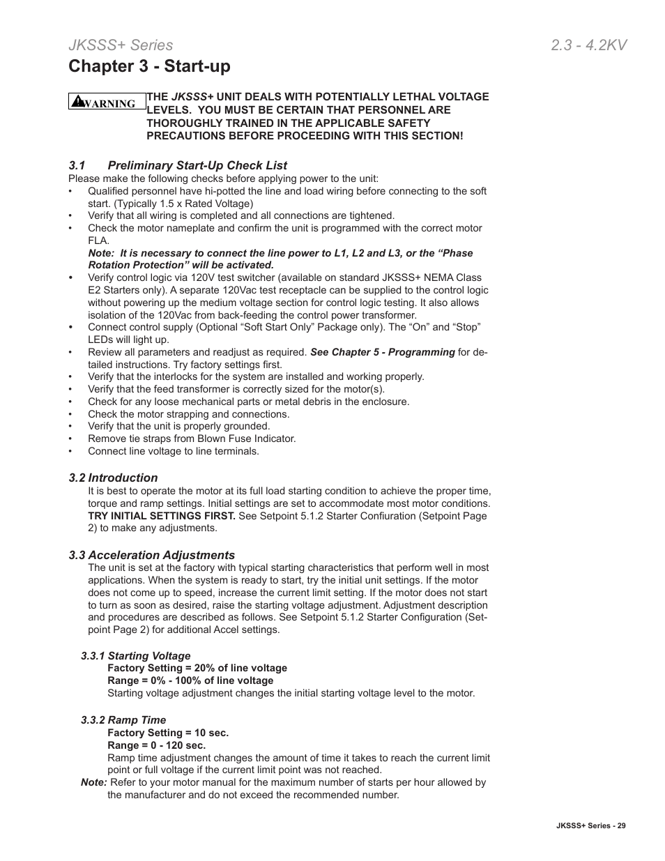Chapter 3 - start-up, Jksss+ series 2.3 - 4.2kv | Toshiba VF010H05 User Manual | Page 35 / 106