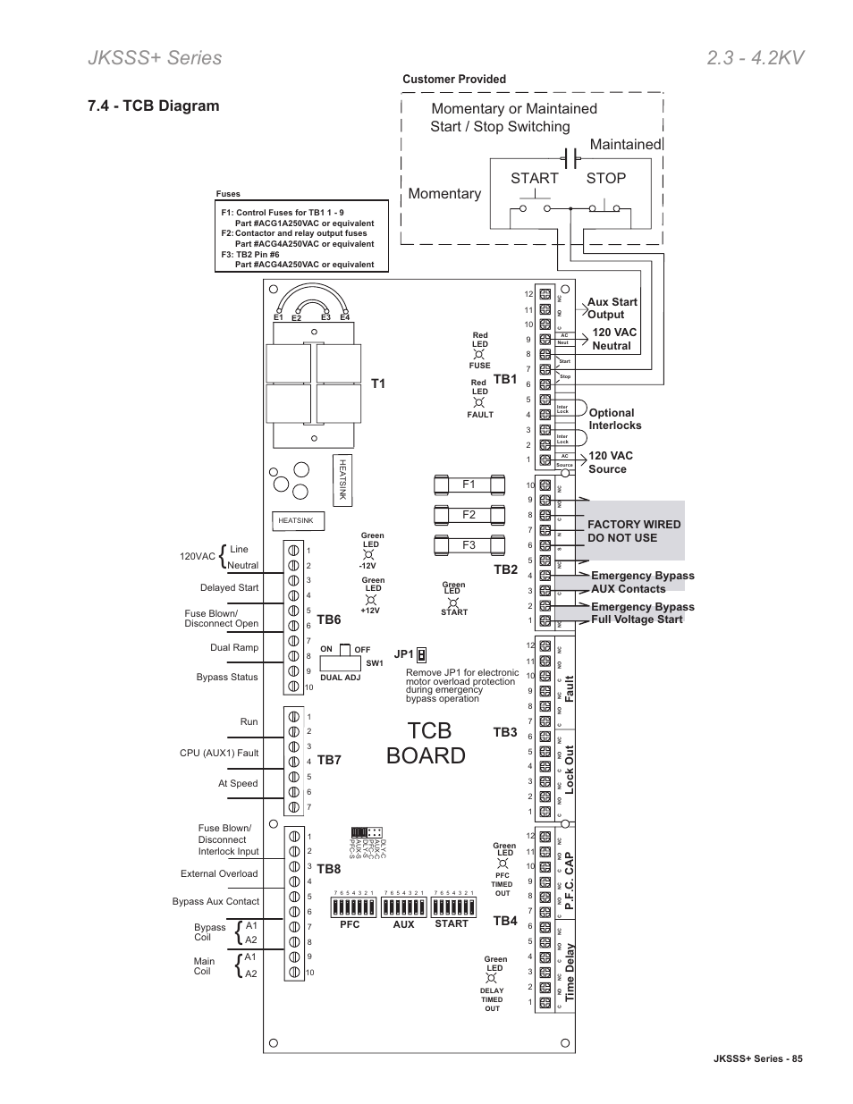 Board, Jksss+ series 2.3 - 4.2kv, 4 - tcb diagram | Customer provided | Toshiba VF010H05 User Manual | Page 91 / 106