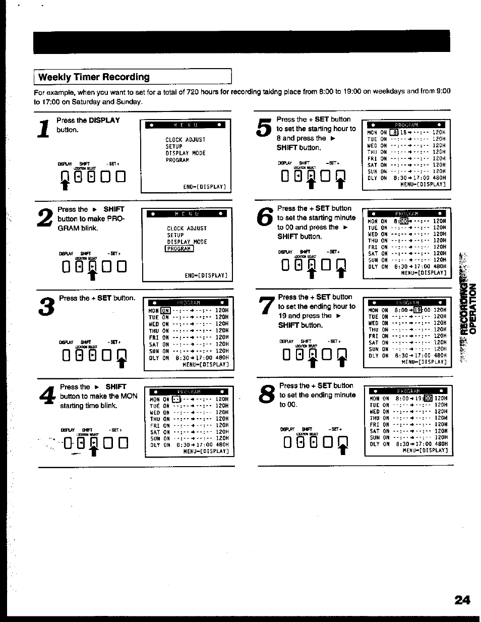 Weekly timer recording, Jjlbedd, B§dd | Bbdij, 0b§d!j, Dbbdij, B § d d, 0 b § d ! j, B ^ d i j | Toshiba KV-6200A User Manual | Page 25 / 44