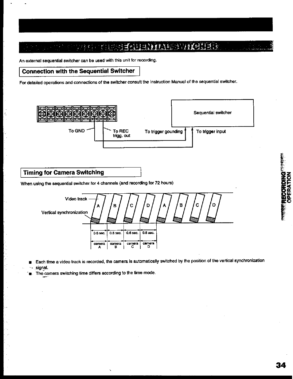 Connection with the sequential switcher | Toshiba KV-6200A User Manual | Page 35 / 44