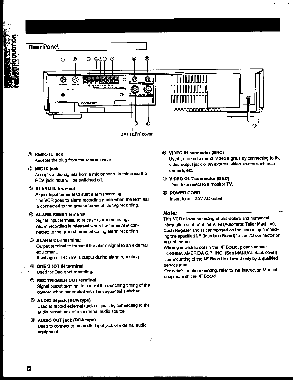 Rear panel, Rear panel é | Toshiba KV-6200A User Manual | Page 6 / 44