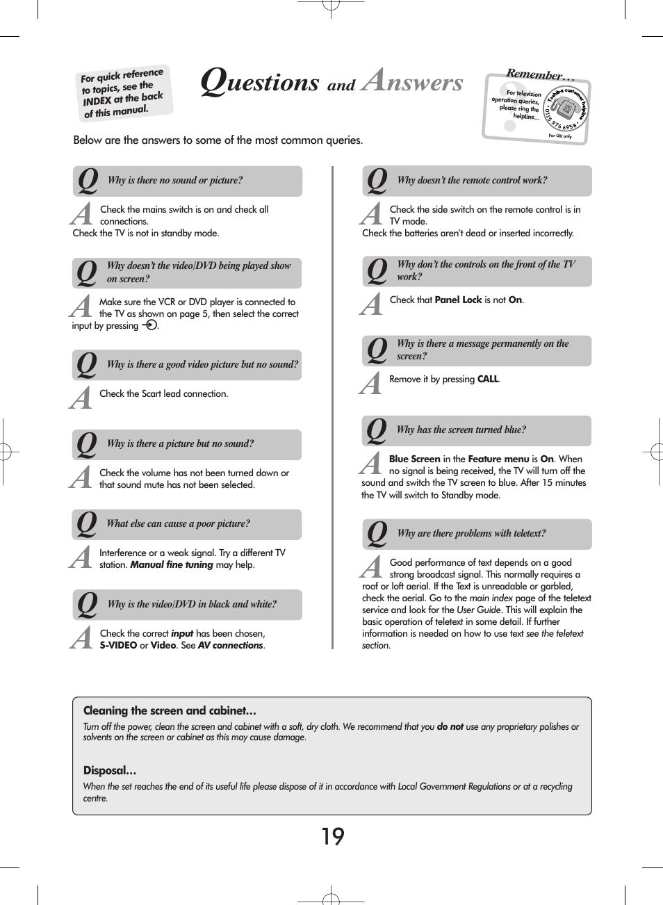 Uestions, Nswers | Toshiba ZH36 Series User Manual | Page 19 / 20