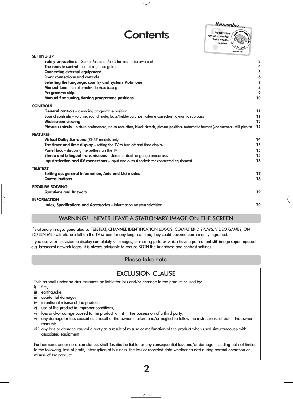 Toshiba ZH36 Series User Manual | Page 2 / 20