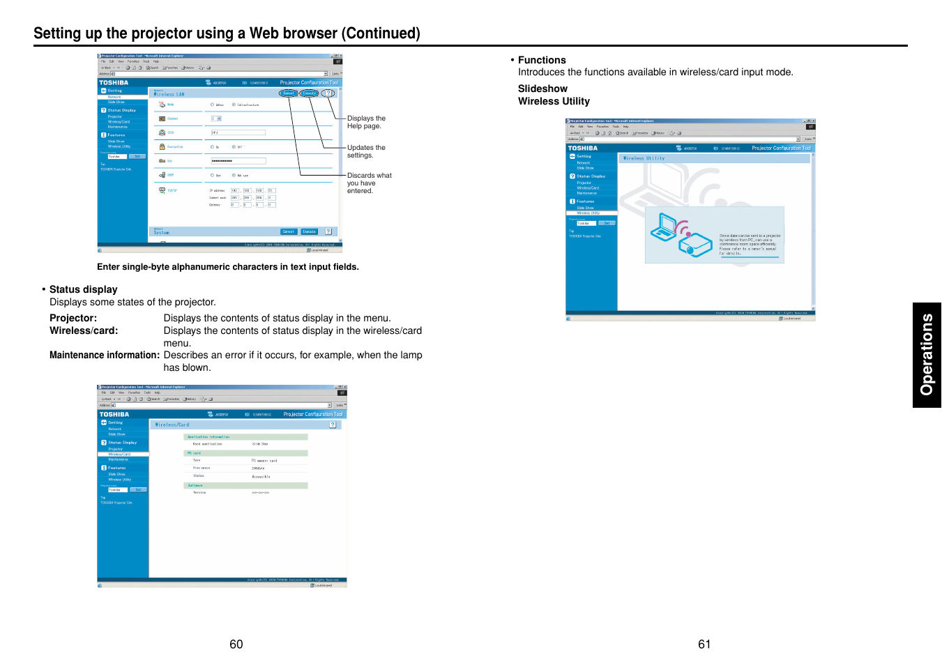 Operations | Toshiba TDP-SW20 User Manual | Page 31 / 37