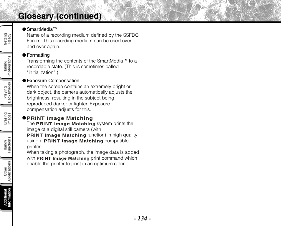 Glossary (continued) | Toshiba PDR-M71 User Manual | Page 136 / 140