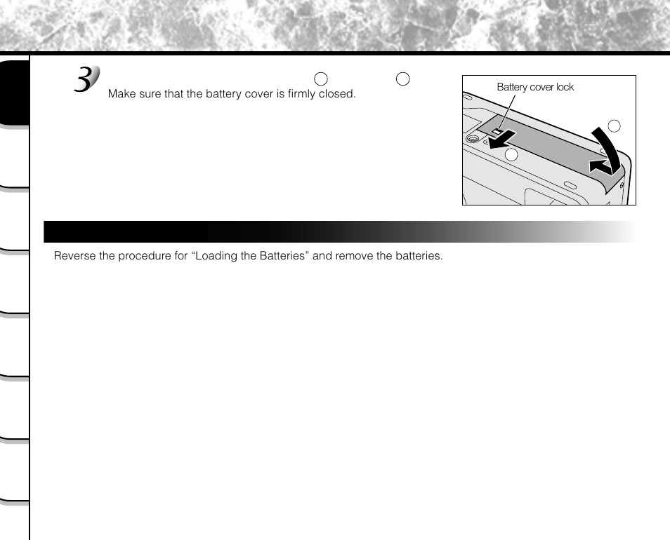 Installing the batteries (continued), Removing the batteries, Close the battery cover, slide it | And lock | Toshiba PDR-M71 User Manual | Page 28 / 140