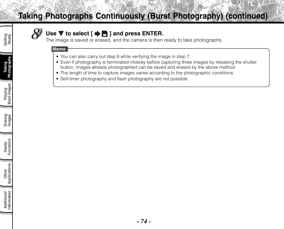 Use to select [ ] and press enter | Toshiba PDR-M71 User Manual | Page 76 / 140