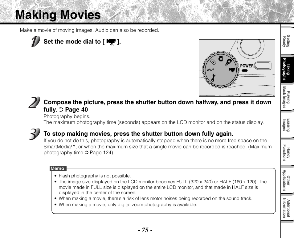 Making movies | Toshiba PDR-M71 User Manual | Page 77 / 140