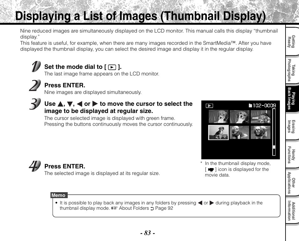 Displaying a list of images (thumbnail display) | Toshiba PDR-M71 User Manual | Page 85 / 140