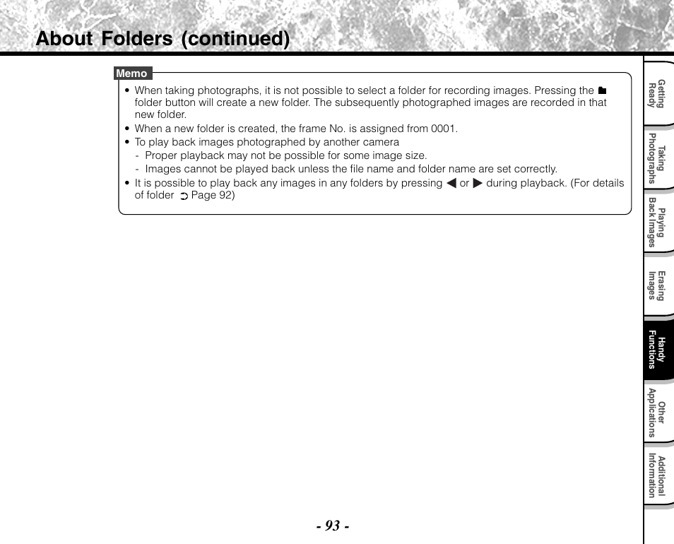 About folders (continued) | Toshiba PDR-M71 User Manual | Page 95 / 140