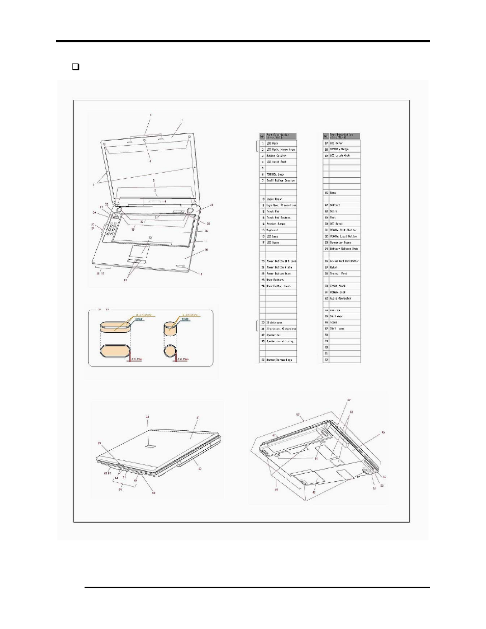 Figure 1- 1 id_10a+ parts description placement | Toshiba M40 User Manual | Page 19 / 262