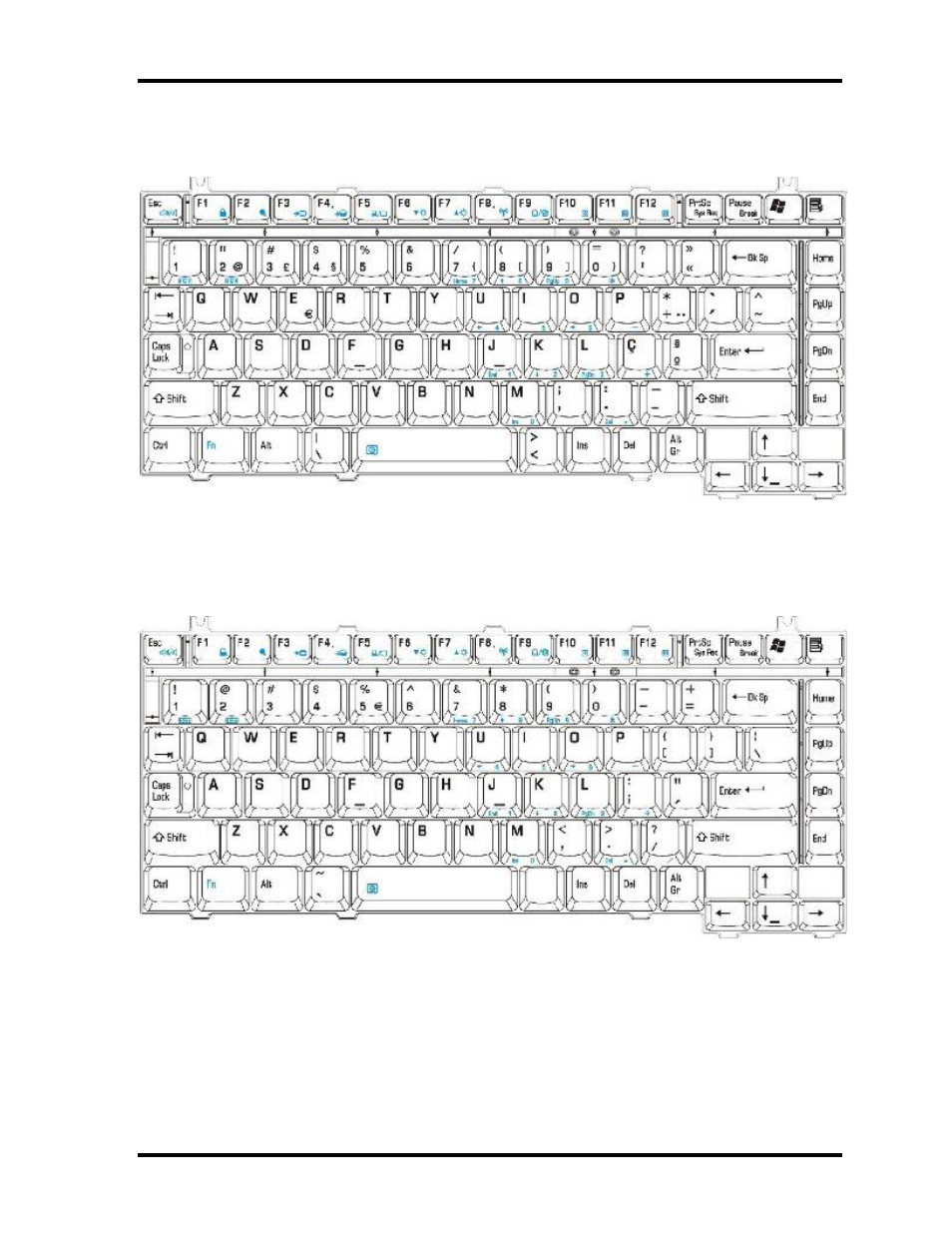 E.9 portuguese (pt) keyboard, E.10 du, ue, us international (use) keyboard | Toshiba M40 User Manual | Page 252 / 262