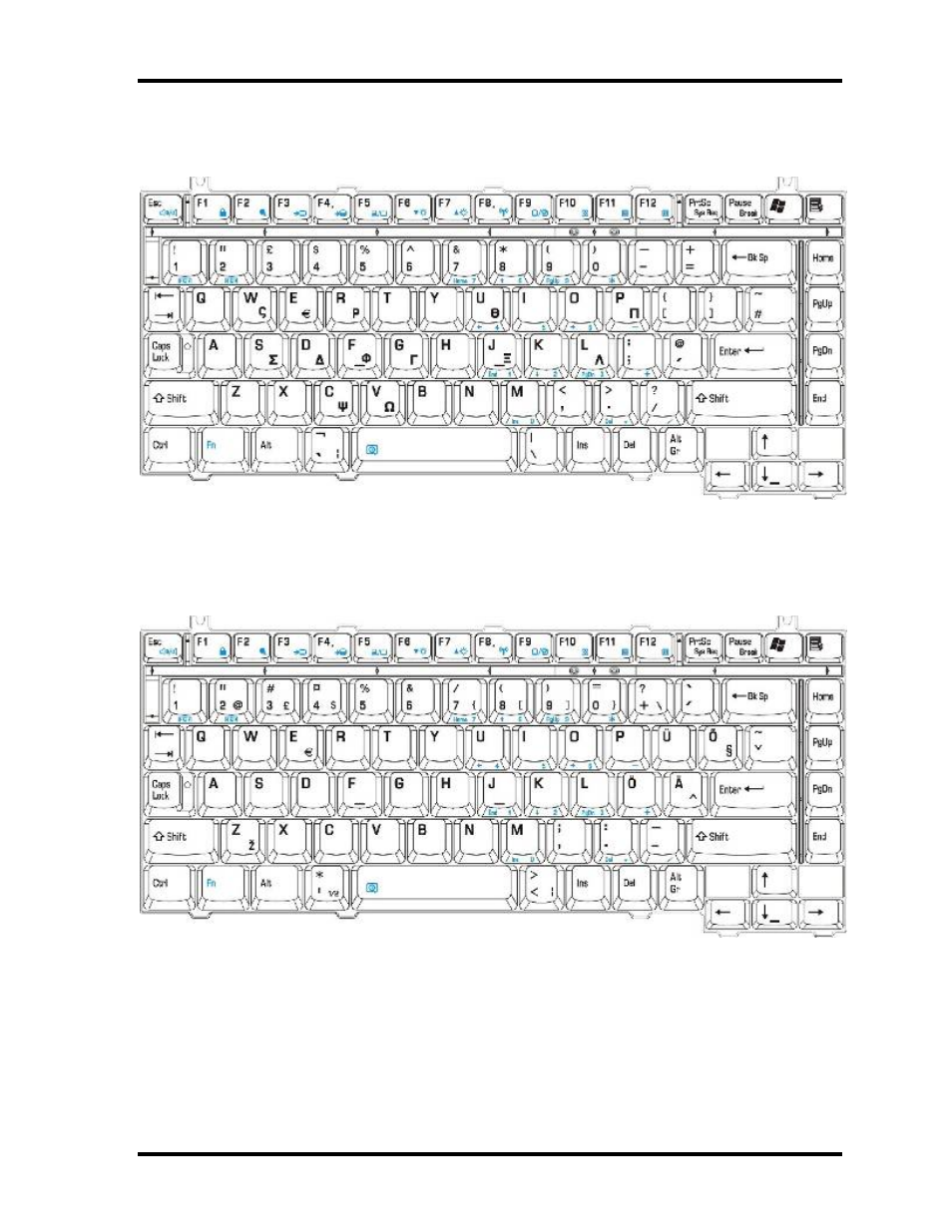 E.19 greek (gk) keyboard, E.20 estonia (es) keyboard | Toshiba M40 User Manual | Page 257 / 262