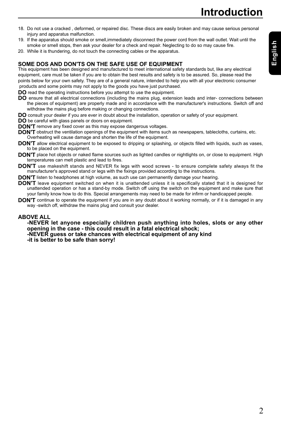 Introduction, Eng lis h | Toshiba SD-185 User Manual | Page 3 / 27