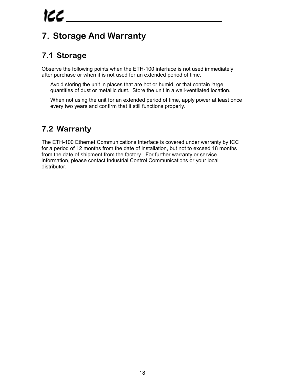 Storage and warranty, 1 storage, 2 warranty | Toshiba VF-A7 User Manual | Page 19 / 50