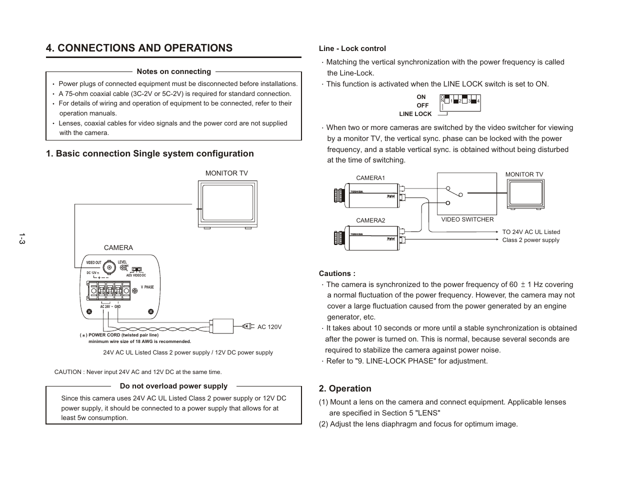 Connections and operations, Recorder ready, Basic connection single system configuration | Operation | Toshiba IK-629A User Manual | Page 5 / 9