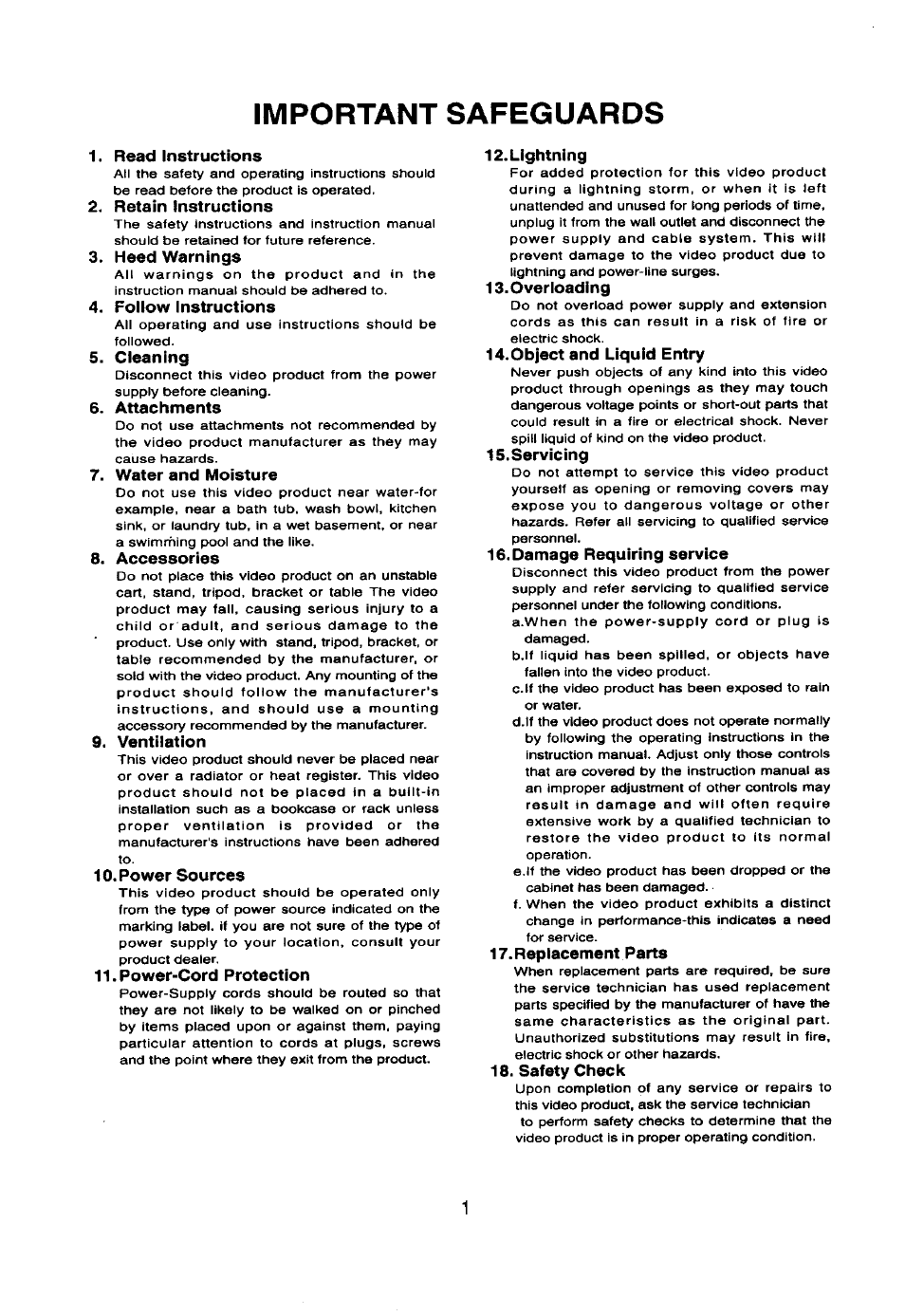 Important safeguards | Toshiba IK-628A User Manual | Page 2 / 12