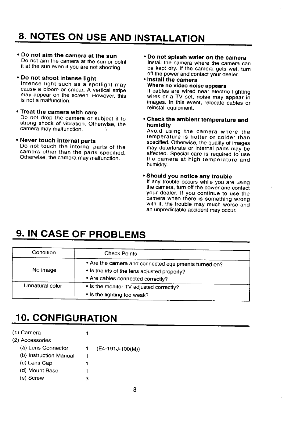 Configuration | Toshiba IK-628A User Manual | Page 9 / 12