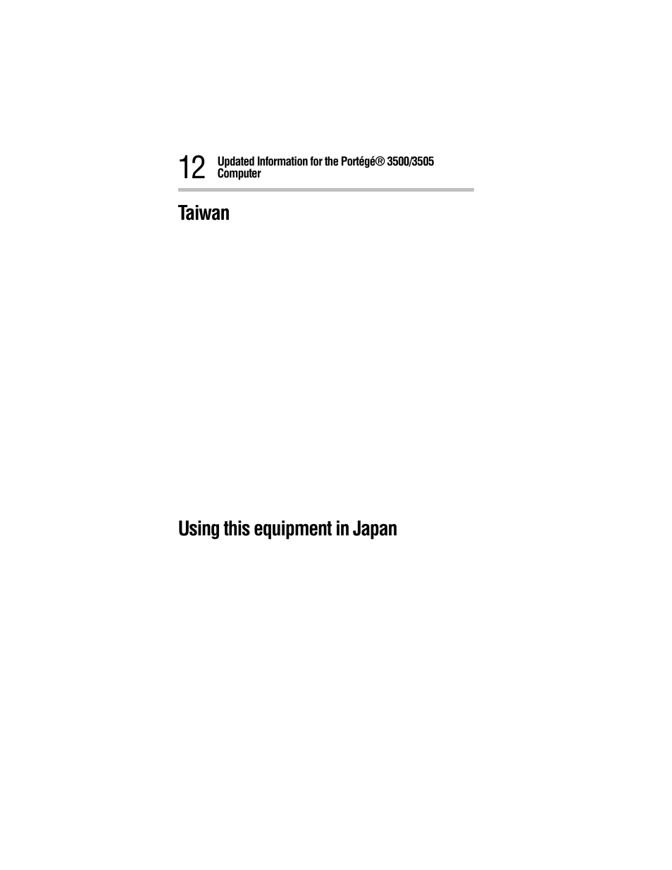 Taiwan, Using this equipment in japan, Taiwan using this equipment in japan | Toshiba 3500 User Manual | Page 12 / 24