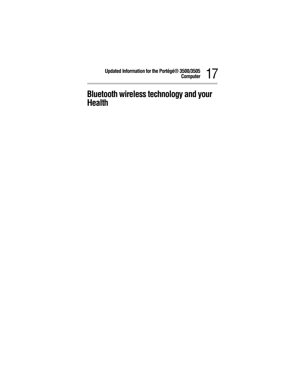 Bluetooth wireless technology and your health | Toshiba 3500 User Manual | Page 17 / 24