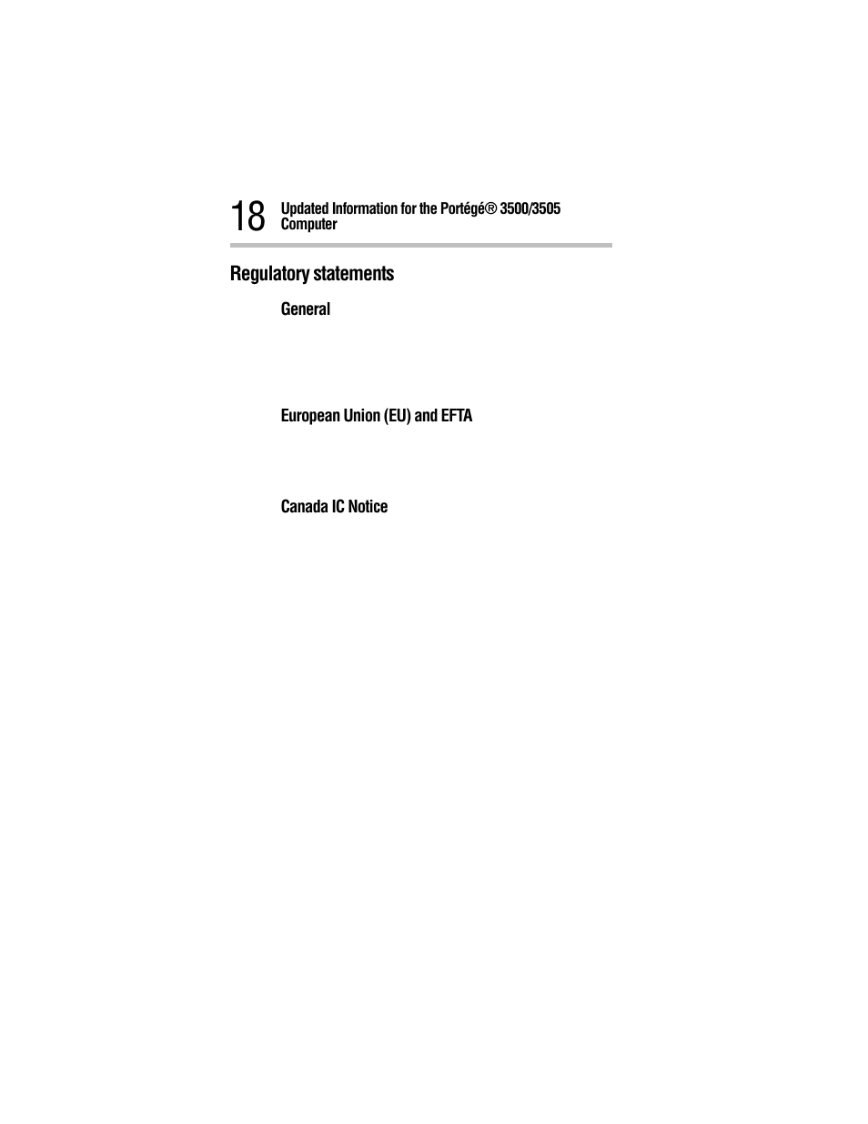 Regulatory statements | Toshiba 3500 User Manual | Page 18 / 24