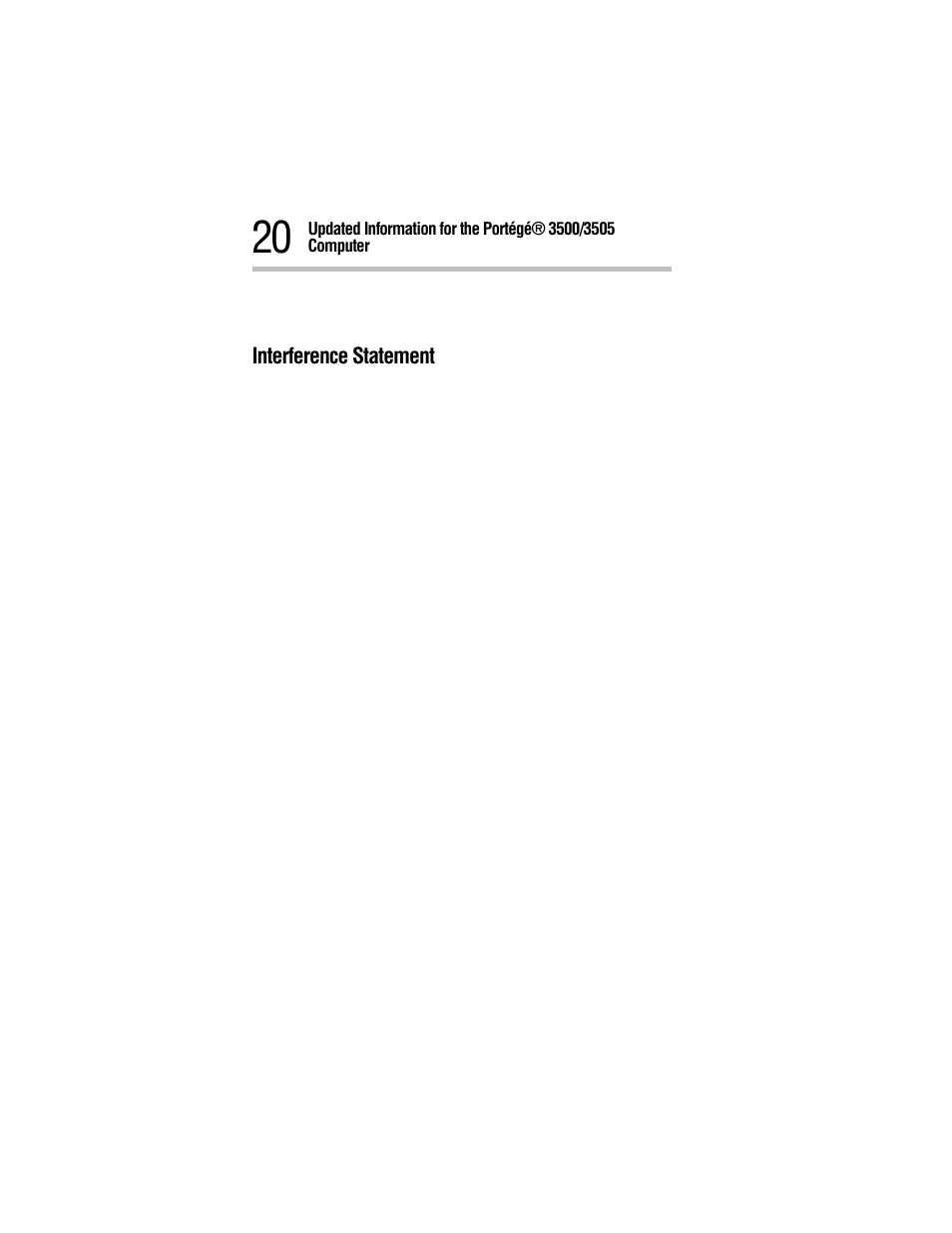 Interference statement | Toshiba 3500 User Manual | Page 20 / 24