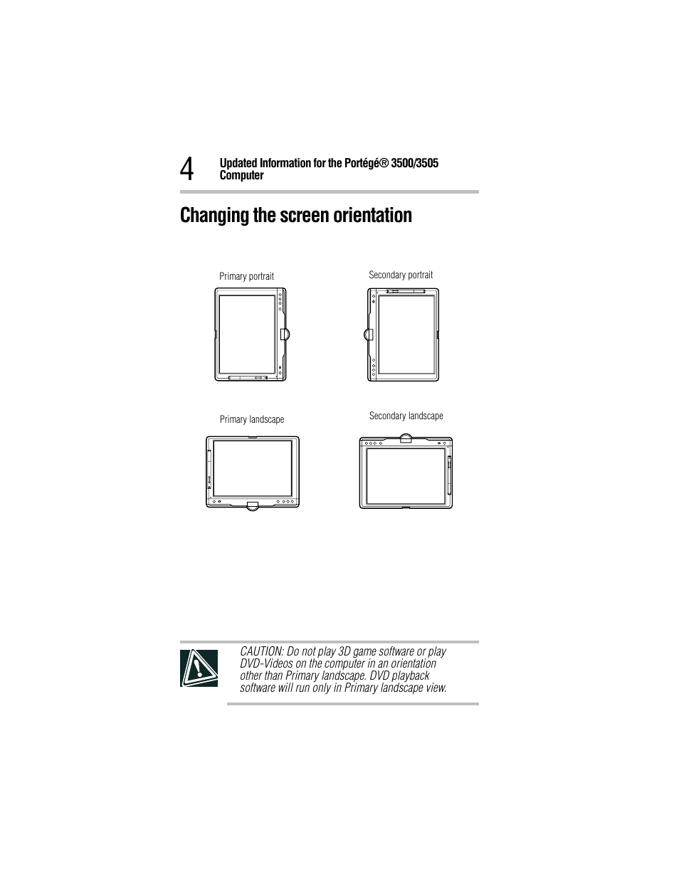 Changing the screen orientation | Toshiba 3500 User Manual | Page 4 / 24