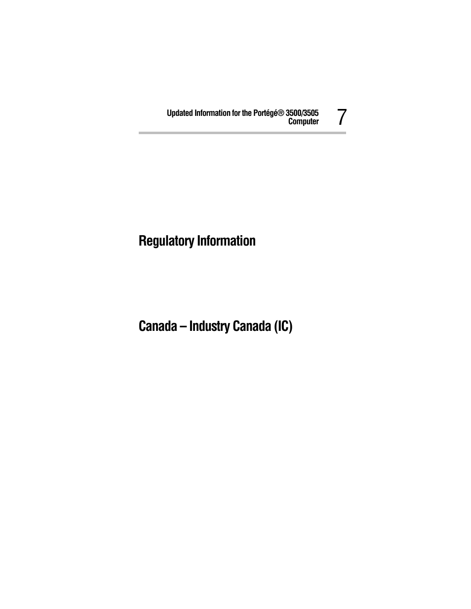 Regulatory information, Canada – industry canada (ic) | Toshiba 3500 User Manual | Page 7 / 24