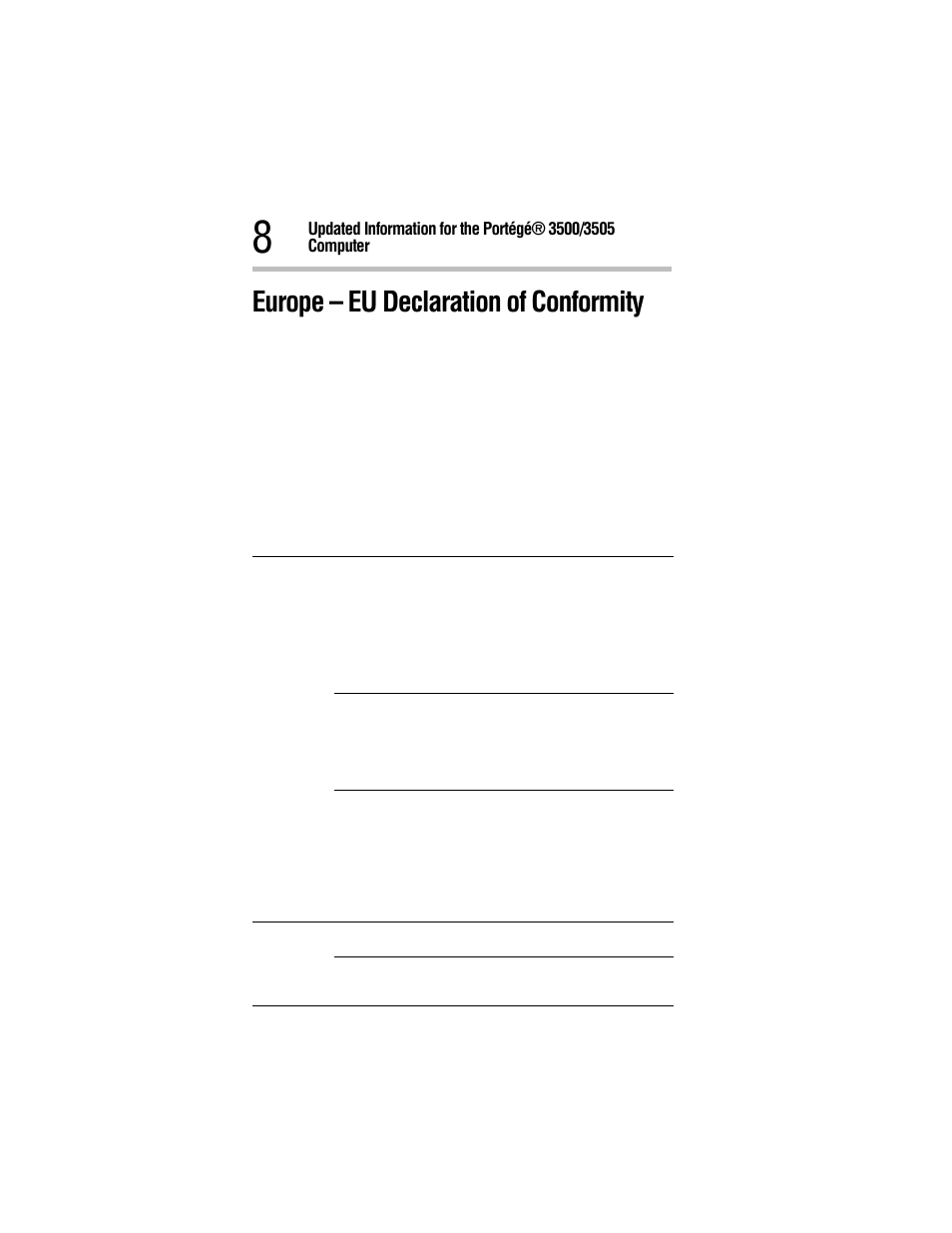 Europe – eu declaration of conformity | Toshiba 3500 User Manual | Page 8 / 24