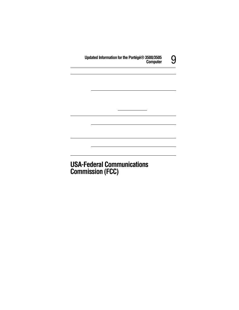 Usa-federal communications commission (fcc) | Toshiba 3500 User Manual | Page 9 / 24