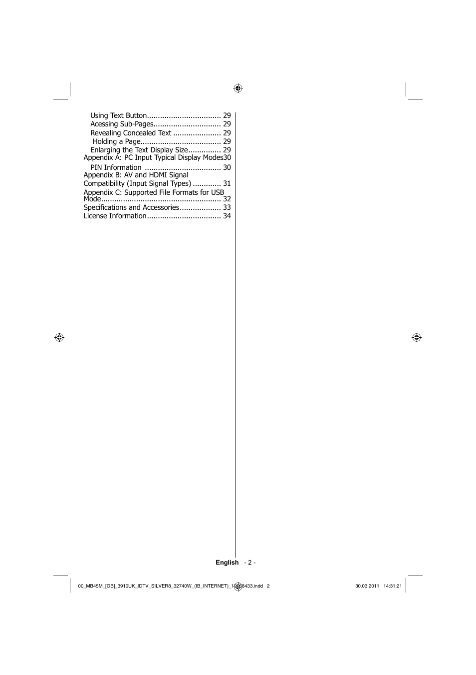 Toshiba 32BV500B User Manual | Page 3 / 38