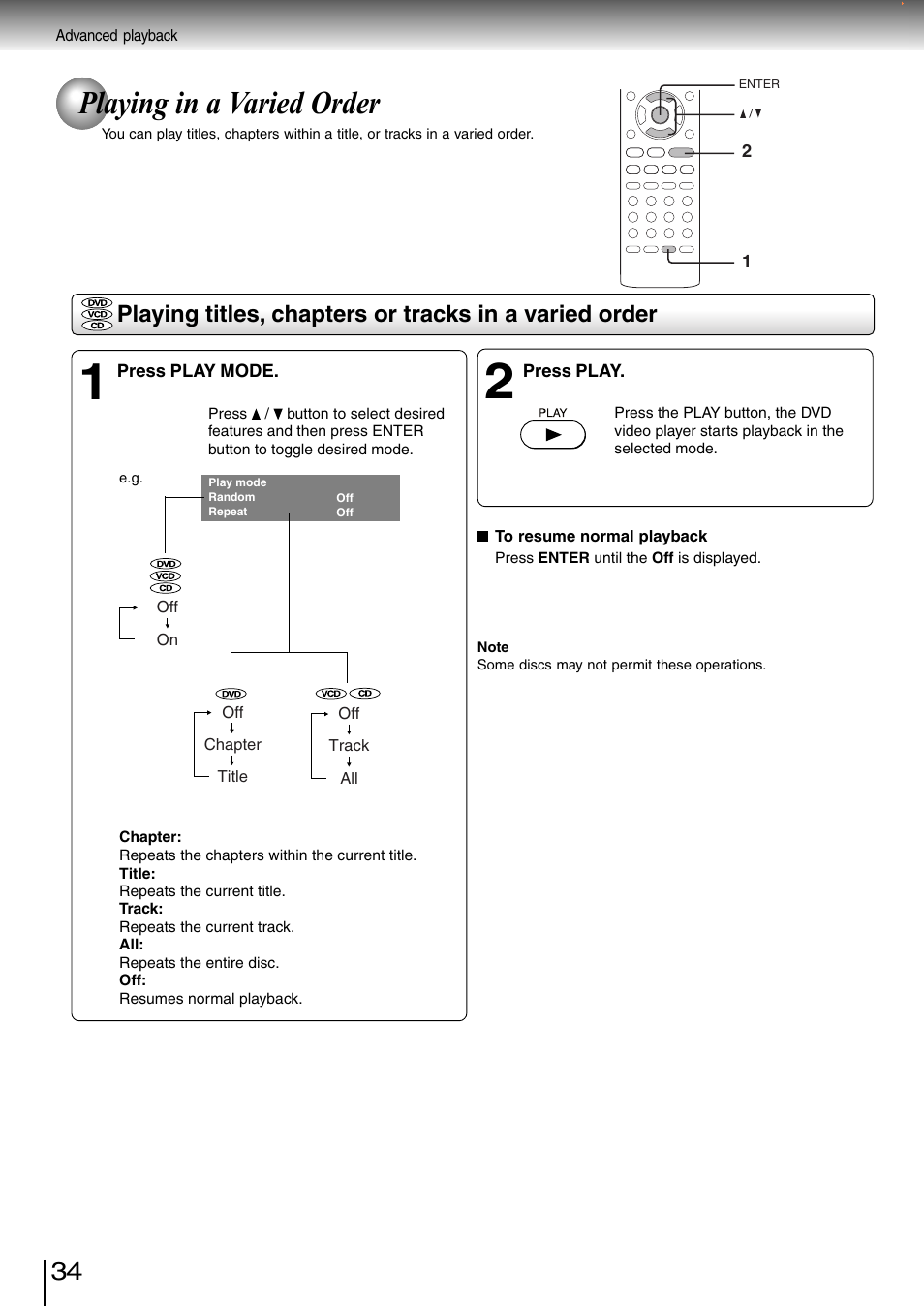 Playing in a varied order | Toshiba SD-3980SC User Manual | Page 32 / 61